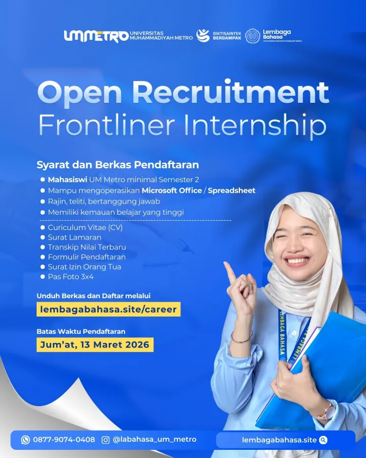 Open Recruitment Frontliner Internship Lembaga Bahasa UM Metro 2026
